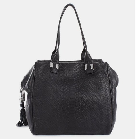 Celine Dion Elegy Snake Embossed  Large Leather Satchel - Picture 1 of 3
